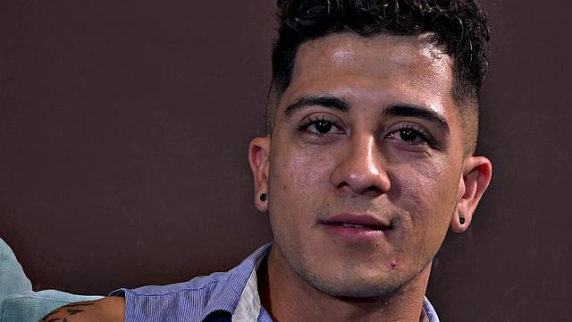 Big and buff Leo enjoys a nice long blowjob from skinny Sergio. Once he has that uncut cock rock hard and ready for action, the dick sucking bottom hops on for a raw ride.