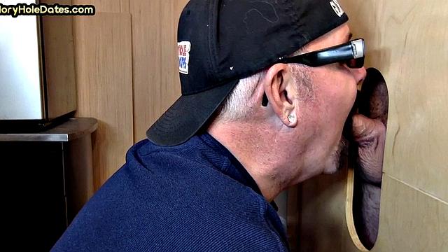 Gloryhole DILF wakes up to cock in his greedy mouth