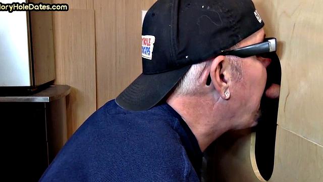 Gloryhole DILF wakes up to cock in his greedy mouth