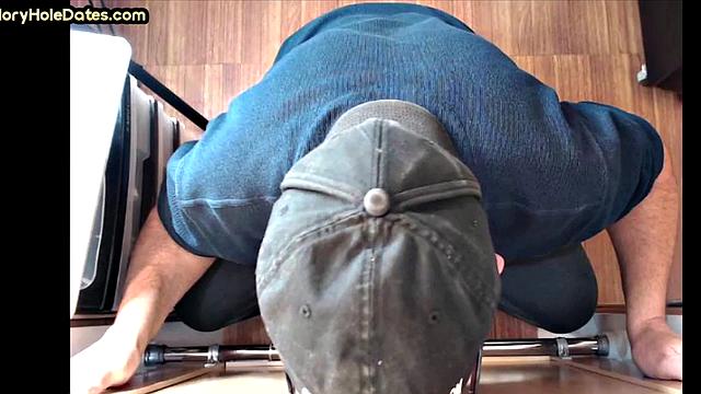 Gloryhole DILF wakes up to cock in his greedy mouth