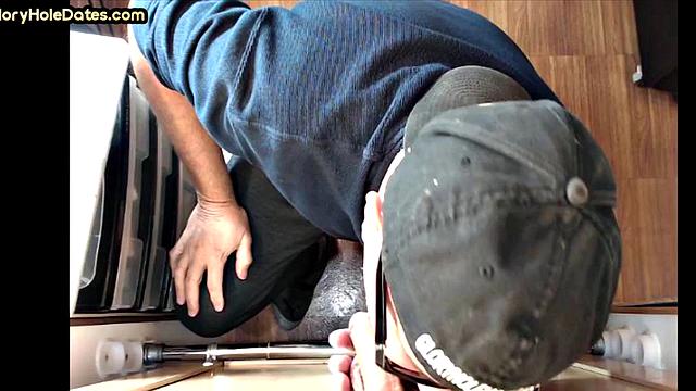 Gloryhole DILF wakes up to cock in his greedy mouth