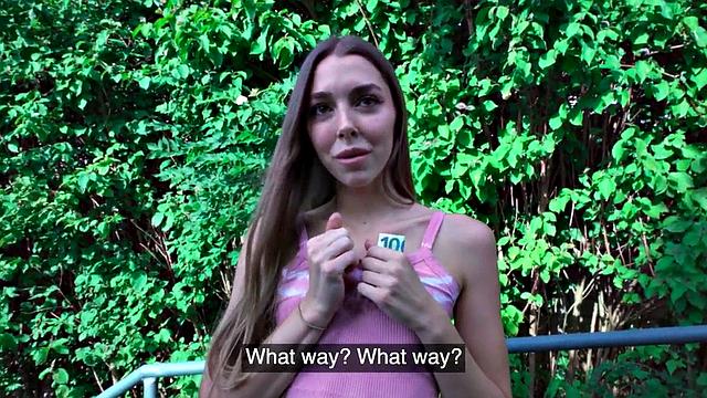 Pulled stunning babe fucks stranger for cash in POV