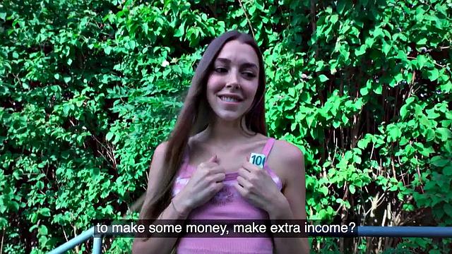 Pulled stunning babe fucks stranger for cash in POV