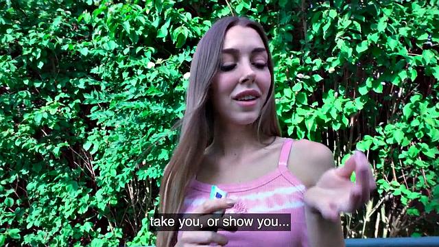 Pulled stunning babe fucks stranger for cash in POV