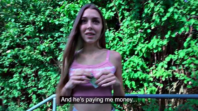 Pulled stunning babe fucks stranger for cash in POV