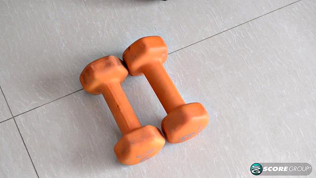 Hot black Berlyn is all smiles as she makes herself cum after a workout in a home gym.