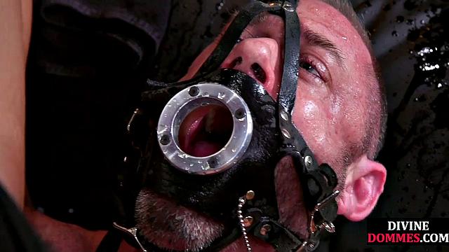 Pierced girl dominates hardtied incel