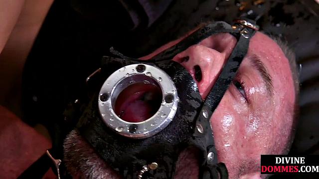 Pierced girl dominates hardtied incel