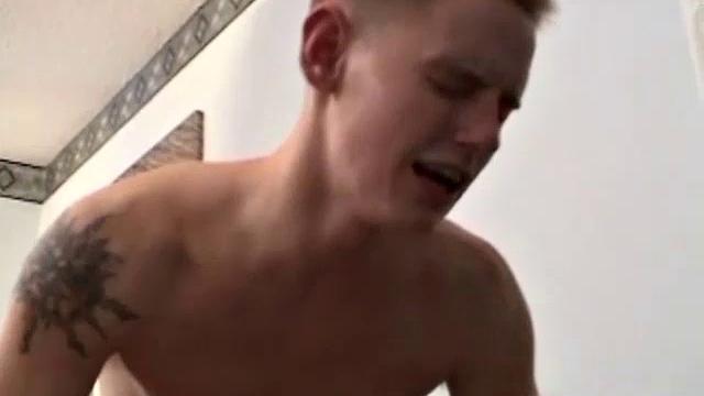 JT gets horny and slips Caelan into a wrestling hold. With muscles popping, they strip each other naked and continue wrestling. Hung Caelan grabs JJ's balls, and bottoms for him doggy style.