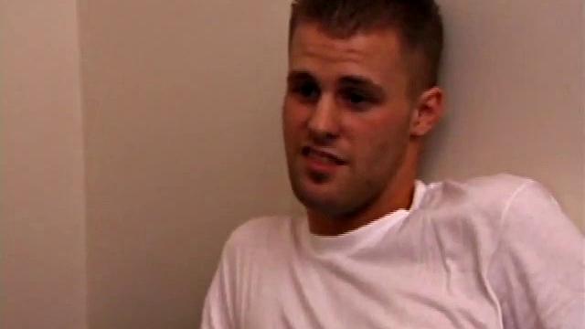 We find Tye and straight boy Collin perched on Tye's bed. Tye sees an opportunity to have some fun with his friend and goes down for his cock, while the boy watches a porn video.