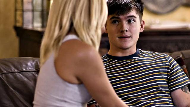 Perky MILF bends to be fucked by lucky stepson