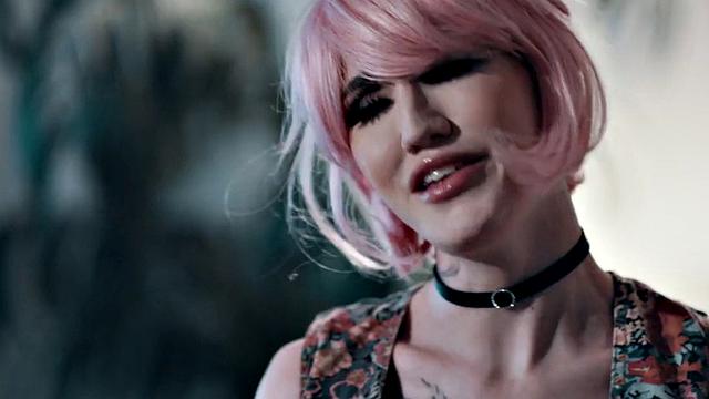 Inked trans drilled barebacked while riding boyfriend