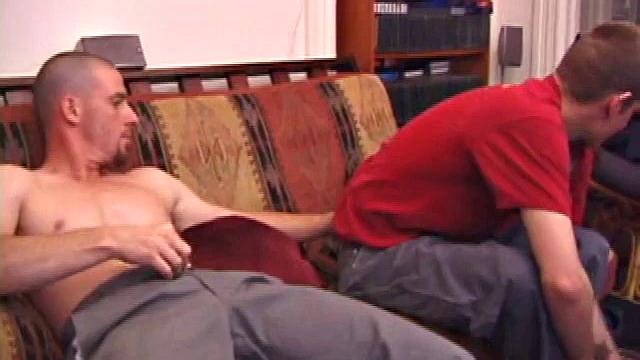 In this hot anal scene, Torque hooks up with Trevor and wastes little time going down on his hard cock. On the couch, they kiss and finger each other, until Trevor shoves his dick into Torque's tight ass.