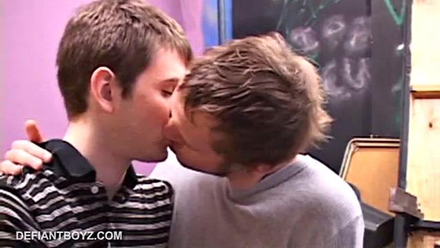 After making out, Dorian Jensen and James O'Neil strip and pleasure each other's cock. Dorian cums on James' face and receives a messy facial.