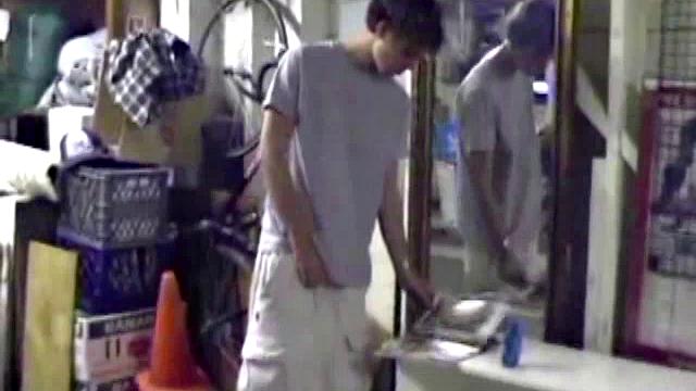 Jayden is skateboarding in his garage when he finds a porn magazine. He starts flipping through it while getting hard. Jayden strokes to the visual stimulation until he cums.