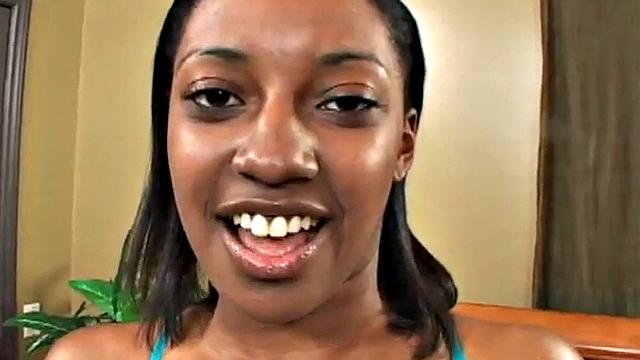Watch this hot ebony teen blow a white dude's cock and panties in POV