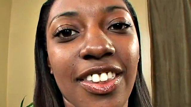 Watch this hot ebony teen blow a white dude's cock and panties in POV