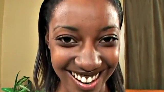Watch this hot ebony teen blow a white dude's cock and panties in POV