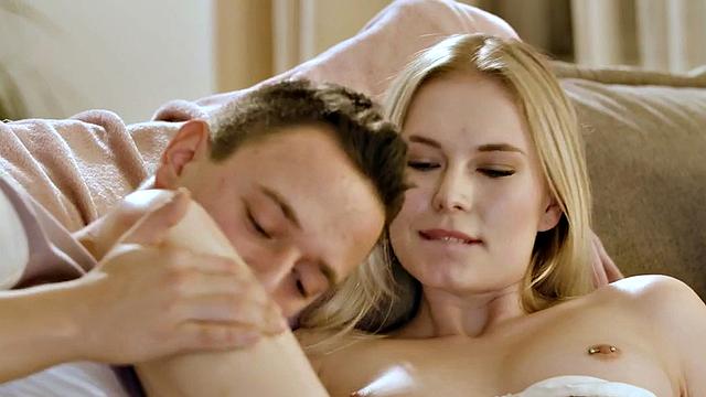 Tattooed babe with pierced nipples rides BFs cock