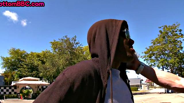 Black public stud assbanged outdoors in pickup for paid anal