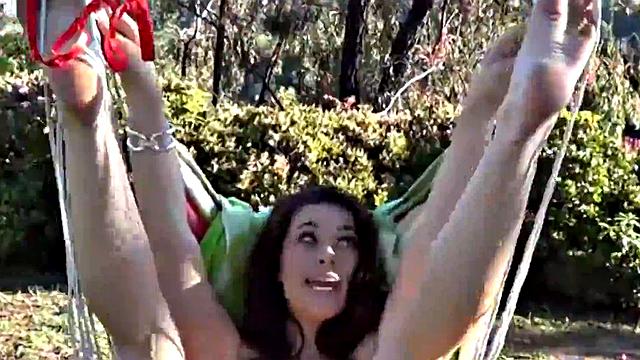 Watch Cute Britney Blue get naked and smile while playing with her tight pussy in the great outdoors