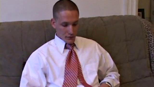 Jay unzips, pulls out a raging boner, and strokes to a porn video. After stripping, he works his dick while talking to the camera. Soon, he explodes an awesome cum gusher on his face and chest.