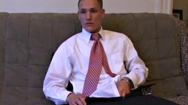 Jay unzips, pulls out a raging boner, and strokes to a porn video. After stripping, he works his dick while talking to the camera. Soon, he explodes an awesome cum gusher on his face and chest.