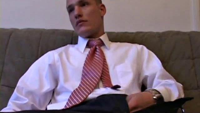 Jay unzips, pulls out a raging boner, and strokes to a porn video. After stripping, he works his dick while talking to the camera. Soon, he explodes an awesome cum gusher on his face and chest.