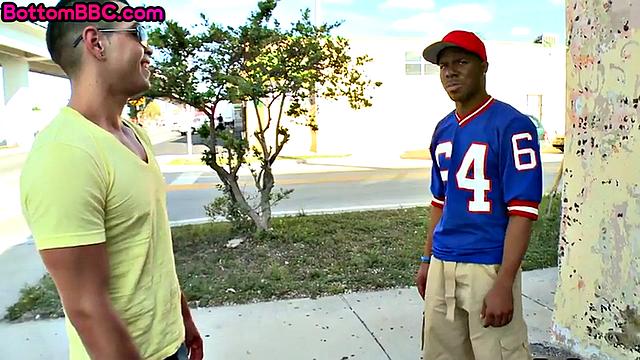 White guy fucks black handsome stud POV