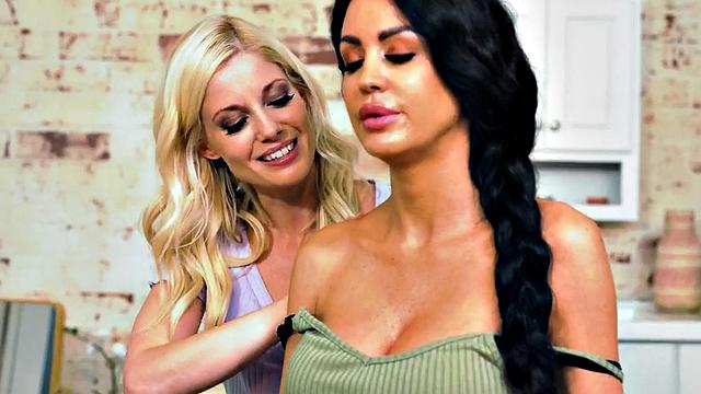 Massaging perverted lesbian licks bigtitted BFF