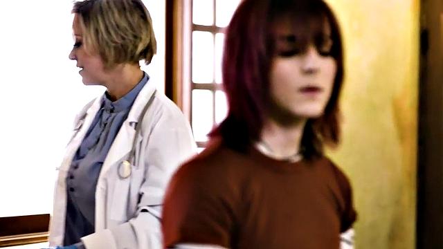 Transsexual beauty fucks female in group sex