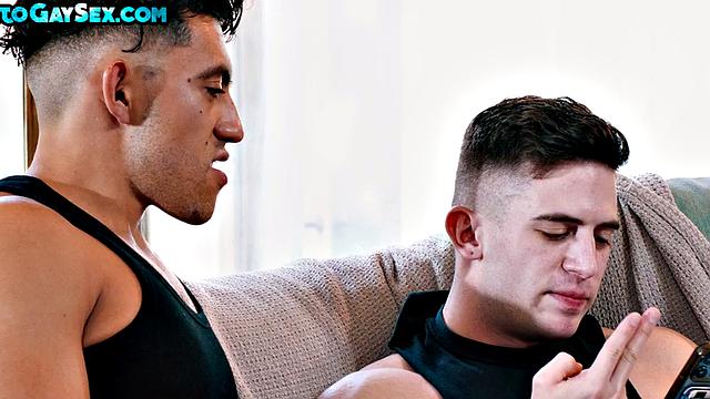 Assfingering stud fucks sexy and tight asshole at home