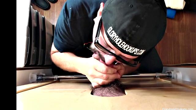 Nut Tugging Gloryhole Blow Job