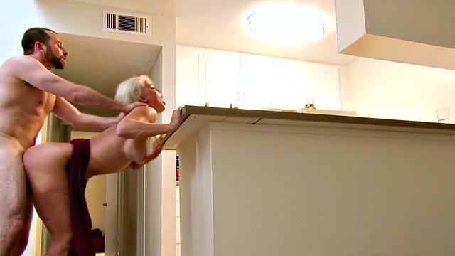 Big-titted blonde cougar roughly pounded