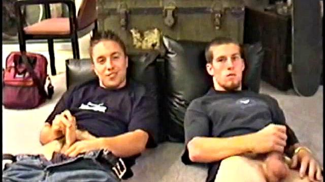 While Adam and Johnny watch porn, they get naked and begin stroking until Johnny decides to suck for the first time. From the look on Adam's face he's pretty good at it.