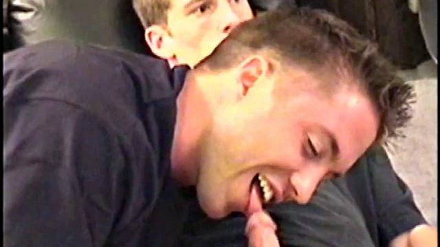 While Adam and Johnny watch porn, they get naked and begin stroking until Johnny decides to suck for the first time. From the look on Adam's face he's pretty good at it.