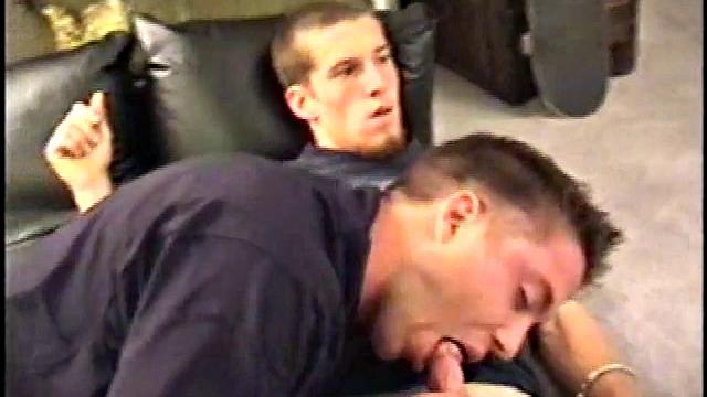 While Adam and Johnny watch porn, they get naked and begin stroking until Johnny decides to suck for the first time. From the look on Adam's face he's pretty good at it.