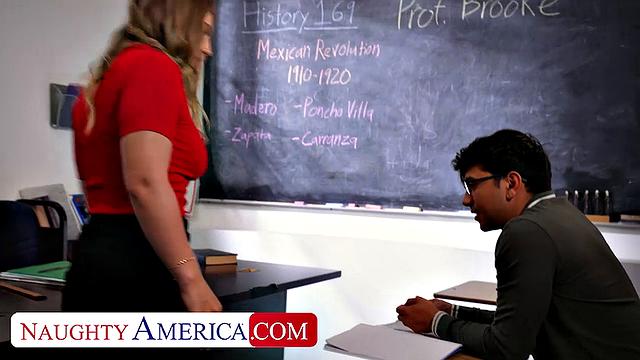 Sexy Professor Natalie Brooke spreads her wet for her favorite student