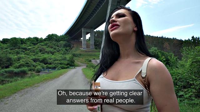 Public busty MILF fucked outdoor for cash after casting