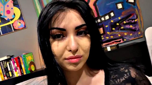 Smalltits POV babe in thongs sucks while talking slutty