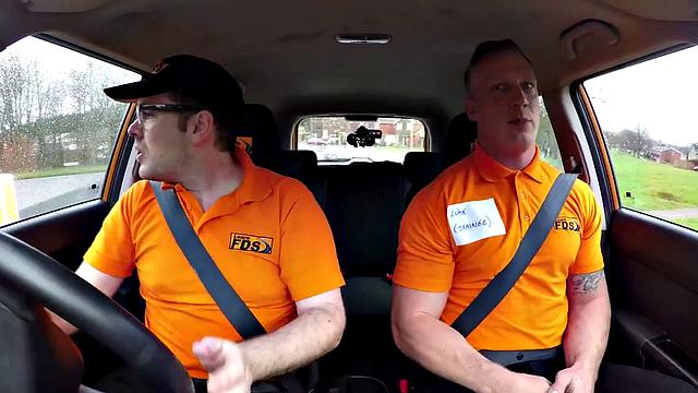 Busty MILF publicly fucked by car instructor outdoor