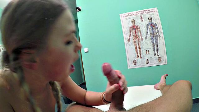 Cute pigtailed cleaner sucks