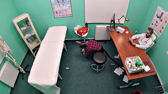 Cute pigtailed cleaner sucks