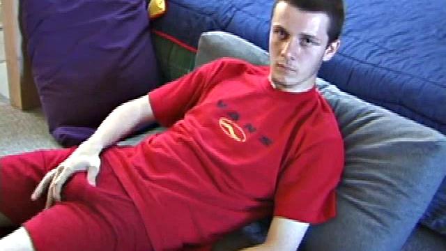 Enjoy as young Derek lets us watch him strip naked and jack off. On the floor and leaning against the bed, he takes out his dick and starts stroking. After a nice long jerk off show, this young man pumps out a respectable load of warm cum.
