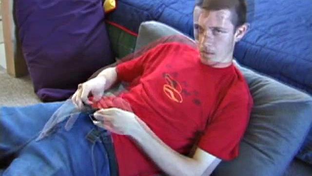 Enjoy as young Derek lets us watch him strip naked and jack off. On the floor and leaning against the bed, he takes out his dick and starts stroking. After a nice long jerk off show, this young man pumps out a respectable load of warm cum.