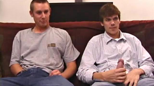 Matthew Matters and Jay Connor hook up for curious play. As clothes come off guys grab their dicks and work up boners. Hand jobs and blowjobs are the order of the day, a first for straight boy Jay.