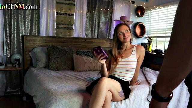 CFNM femdom amateur deepthroats BF in homemade action