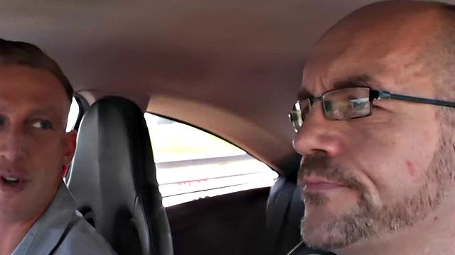 Inked mature skank fucking two dicks