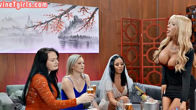 Big titted trans fucks bride in wet pussy hole