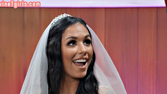 Big titted trans fucks bride in wet pussy hole